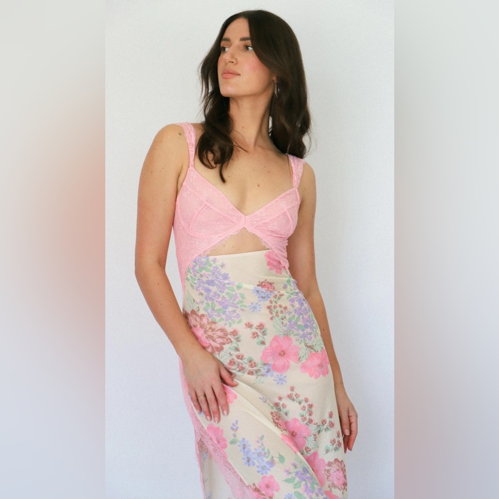 Free People Pink Floral Lace Slip Dress - Picture 5 of 14